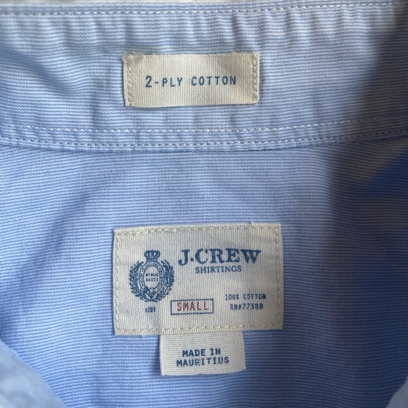 J Crew Shirtings Cotton Long Sleeve Light Blue Men's Shirt with White Collar S - Picture 10 of 16